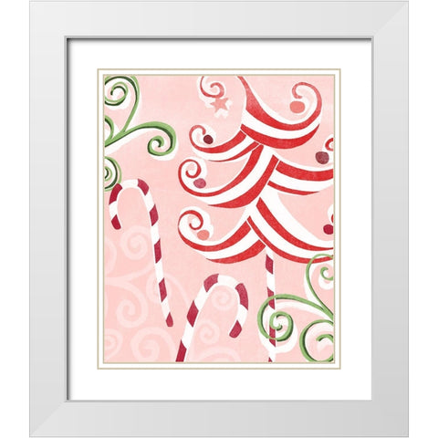 Candy Cane Holiday II White Modern Wood Framed Art Print with Double Matting by Vess, June Erica