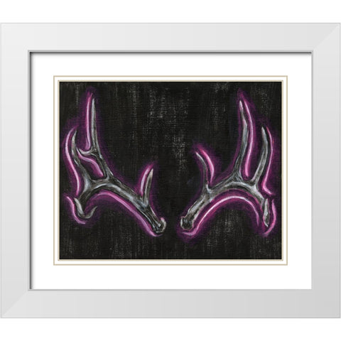 Neon Antlers I White Modern Wood Framed Art Print with Double Matting by Harper, Ethan