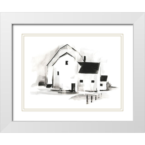 European Farm Collection I White Modern Wood Framed Art Print with Double Matting by Harper, Ethan