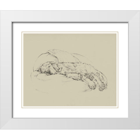 Golden Sketch I White Modern Wood Framed Art Print with Double Matting by Harper, Ethan