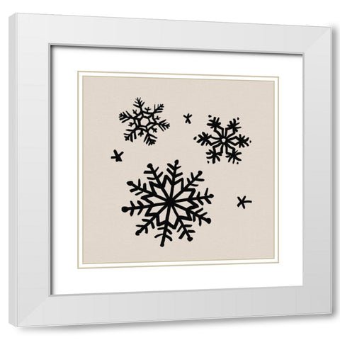 Snowflake Sketch I White Modern Wood Framed Art Print with Double Matting by Green, Jacob
