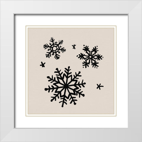 Snowflake Sketch I White Modern Wood Framed Art Print with Double Matting by Green, Jacob