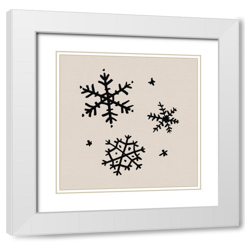 Snowflake Sketch II White Modern Wood Framed Art Print with Double Matting by Green, Jacob