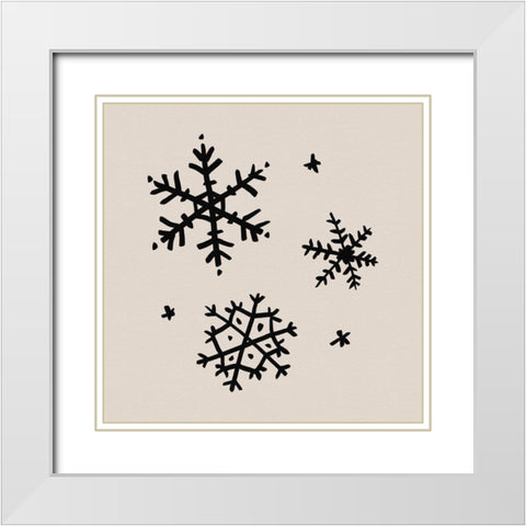 Snowflake Sketch II White Modern Wood Framed Art Print with Double Matting by Green, Jacob