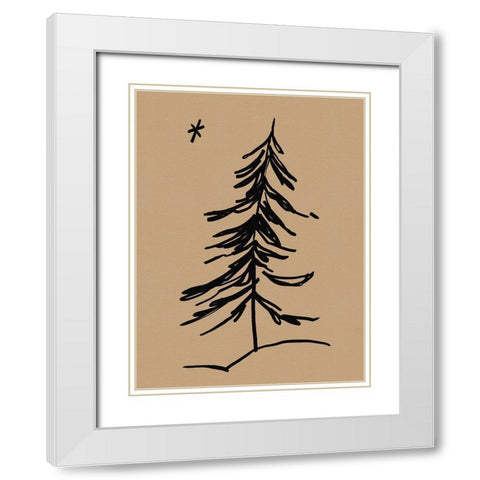 Winter Fir Sketch II White Modern Wood Framed Art Print with Double Matting by Green, Jacob