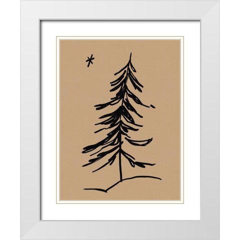 Winter Fir Sketch II White Modern Wood Framed Art Print with Double Matting by Green, Jacob