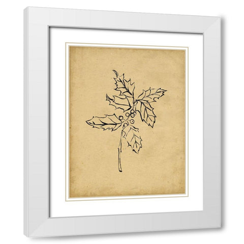 Holly Branch I White Modern Wood Framed Art Print with Double Matting by Parker, Jennifer Paxton