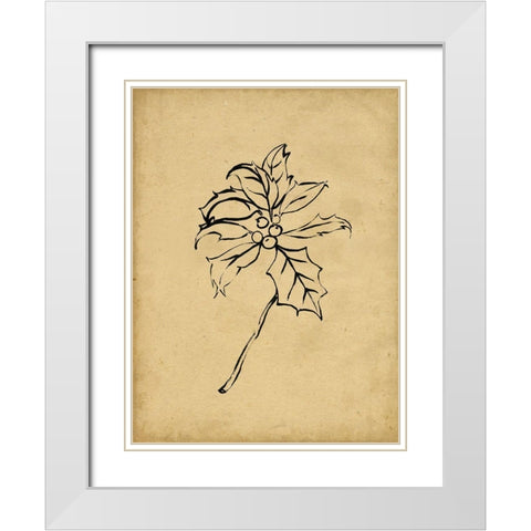 Holly Branch II White Modern Wood Framed Art Print with Double Matting by Parker, Jennifer Paxton