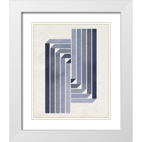 Isometria I White Modern Wood Framed Art Print with Double Matting by Barnes, Victoria