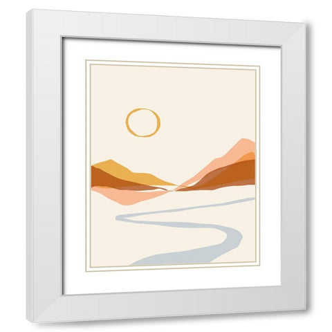 Geo Landscape Line I White Modern Wood Framed Art Print with Double Matting by Barnes, Victoria