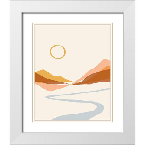 Geo Landscape Line I White Modern Wood Framed Art Print with Double Matting by Barnes, Victoria