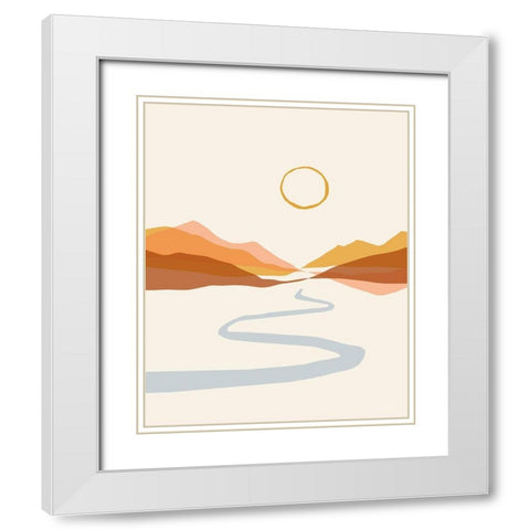 Geo Landscape Line II White Modern Wood Framed Art Print with Double Matting by Barnes, Victoria