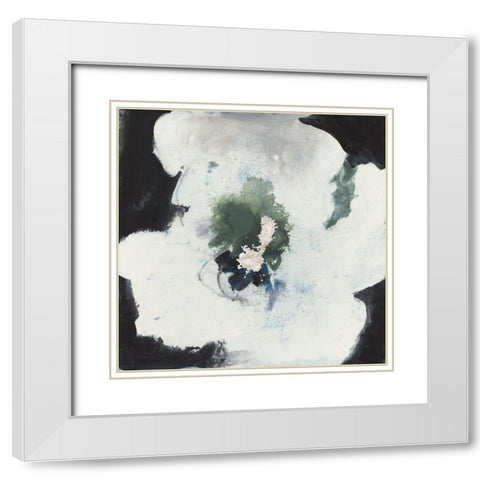 Happy Flower I White Modern Wood Framed Art Print with Double Matting by Combs, Joyce
