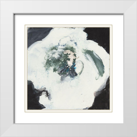 Happy Flower II White Modern Wood Framed Art Print with Double Matting by Combs, Joyce