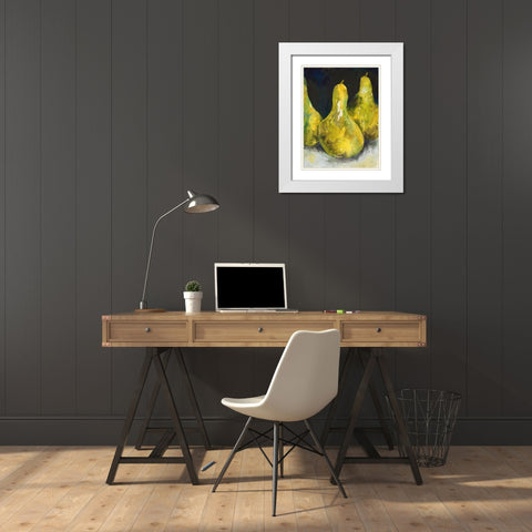 Pear Together II White Modern Wood Framed Art Print with Double Matting by Combs, Joyce