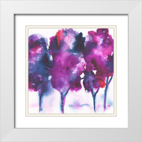 Aubergine Forest White Modern Wood Framed Art Print with Double Matting by Combs, Joyce