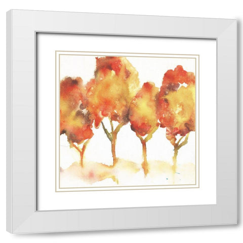 Golden Forest White Modern Wood Framed Art Print with Double Matting by Combs, Joyce