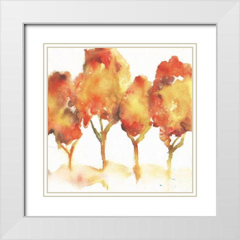 Golden Forest White Modern Wood Framed Art Print with Double Matting by Combs, Joyce