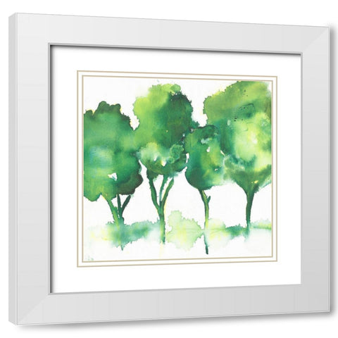 Springtime Forest White Modern Wood Framed Art Print with Double Matting by Combs, Joyce