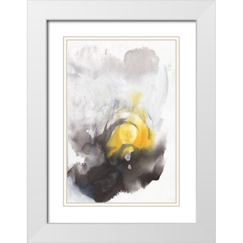 Floral Design I White Modern Wood Framed Art Print with Double Matting by Combs, Joyce