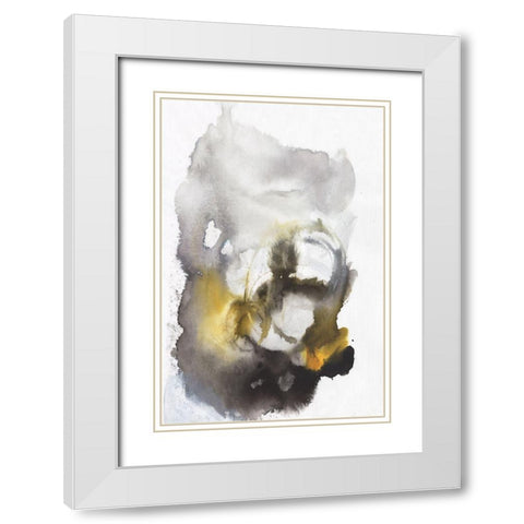 Floral Design II White Modern Wood Framed Art Print with Double Matting by Combs, Joyce