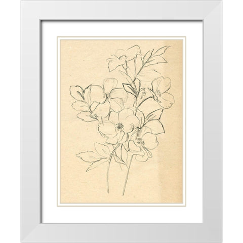 Contour Flower Sketch I White Modern Wood Framed Art Print with Double Matting by Parker, Jennifer Paxton