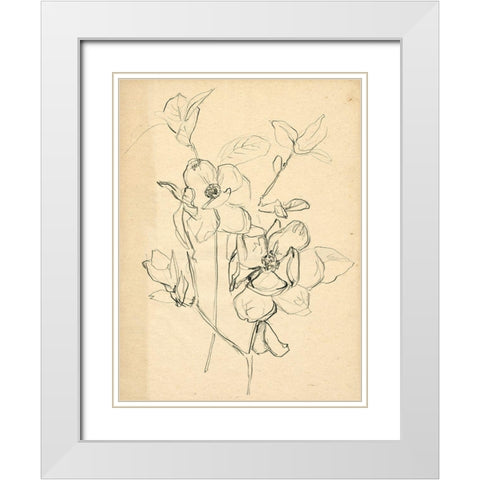 Contour Flower Sketch II White Modern Wood Framed Art Print with Double Matting by Parker, Jennifer Paxton