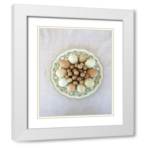 Eggs on Green Country Plate White Modern Wood Framed Art Print with Double Matting by Soderman, Tania