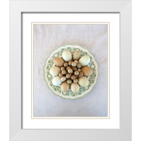 Eggs on Green Country Plate White Modern Wood Framed Art Print with Double Matting by Soderman, Tania