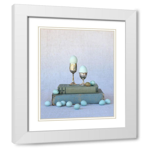 Egg Cups on Books White Modern Wood Framed Art Print with Double Matting by Soderman, Tania