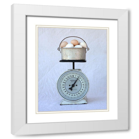 Eggs on Scale White Modern Wood Framed Art Print with Double Matting by Soderman, Tania