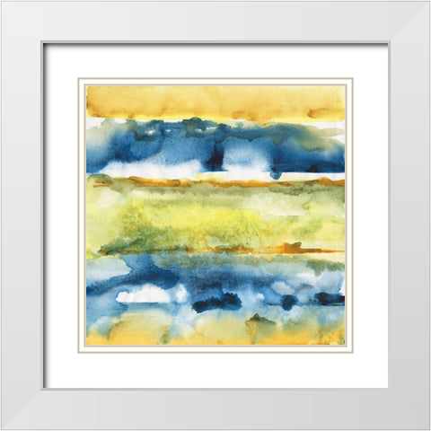 Watercolor Horizon I White Modern Wood Framed Art Print with Double Matting by Combs, Joyce