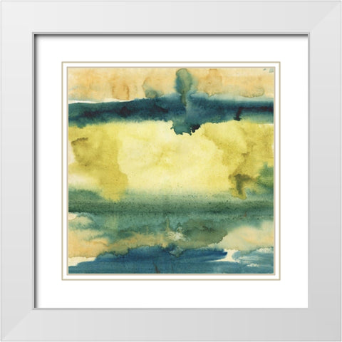Watercolor Horizon II White Modern Wood Framed Art Print with Double Matting by Combs, Joyce
