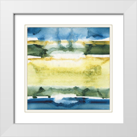 Watercolor Horizon III White Modern Wood Framed Art Print with Double Matting by Combs, Joyce