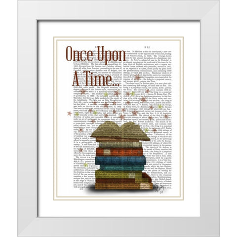 Once Upon A Time Books White Modern Wood Framed Art Print with Double Matting by Fab Funky