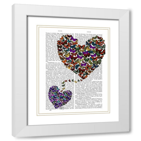 Two Butterfly Hearts White Modern Wood Framed Art Print with Double Matting by Fab Funky