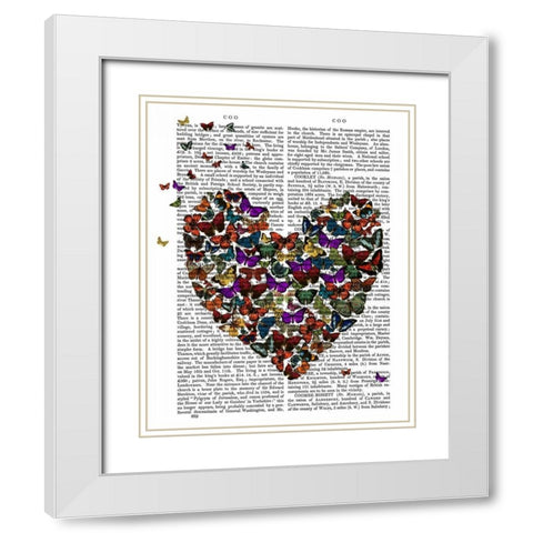 Butterfly Heart White Modern Wood Framed Art Print with Double Matting by Fab Funky