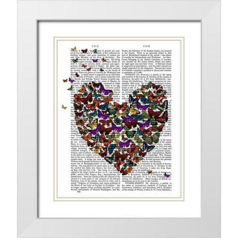 Butterfly Heart White Modern Wood Framed Art Print with Double Matting by Fab Funky