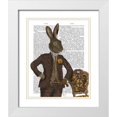 Dapper Hare White Modern Wood Framed Art Print with Double Matting by Fab Funky