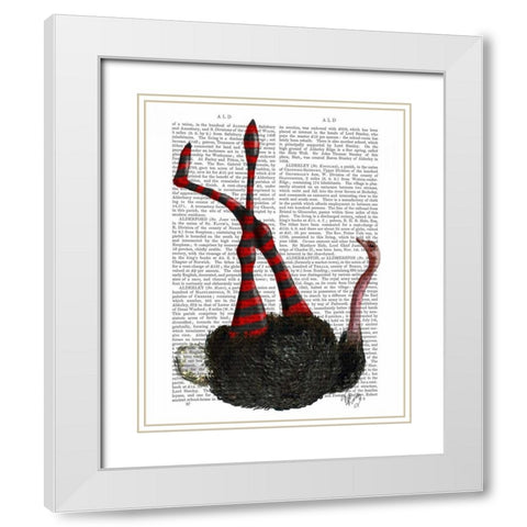 Ostrich with Striped Leggings White Modern Wood Framed Art Print with Double Matting by Fab Funky