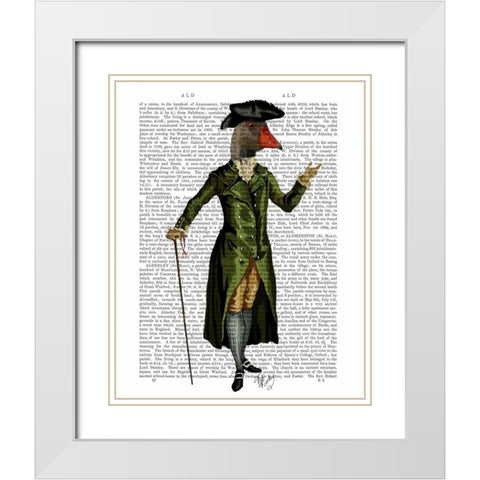 Goose in Green Regency Coat White Modern Wood Framed Art Print with Double Matting by Fab Funky