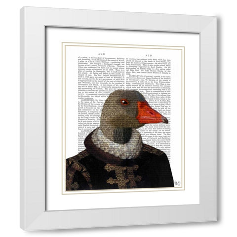 Elizabethan Goose in a Ruff White Modern Wood Framed Art Print with Double Matting by Fab Funky
