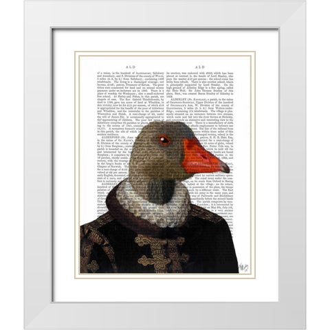 Elizabethan Goose in a Ruff White Modern Wood Framed Art Print with Double Matting by Fab Funky