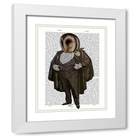 Owl At the Opera White Modern Wood Framed Art Print with Double Matting by Fab Funky