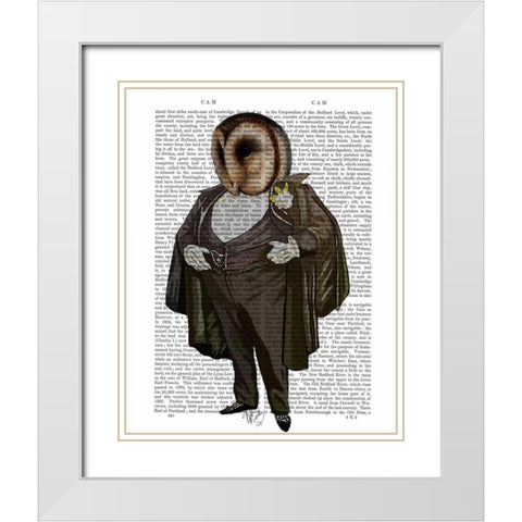 Owl At the Opera White Modern Wood Framed Art Print with Double Matting by Fab Funky