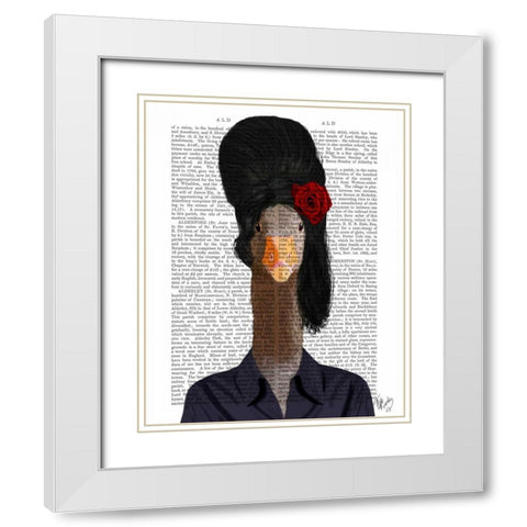 Amy Winehouse Goose White Modern Wood Framed Art Print with Double Matting by Fab Funky