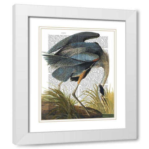 Blue Heron 1 White Modern Wood Framed Art Print with Double Matting by Fab Funky
