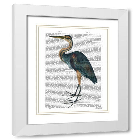 Blue Heron 3 White Modern Wood Framed Art Print with Double Matting by Fab Funky