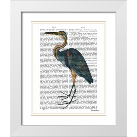 Blue Heron 3 White Modern Wood Framed Art Print with Double Matting by Fab Funky