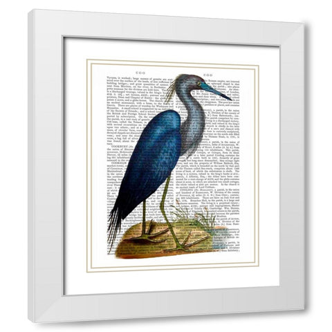 Blue Heron 2 White Modern Wood Framed Art Print with Double Matting by Fab Funky